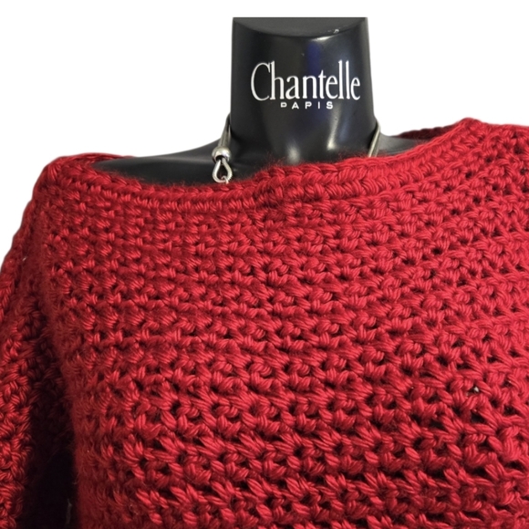 Handknit Red Knit Sweater - Picture 2 of 9